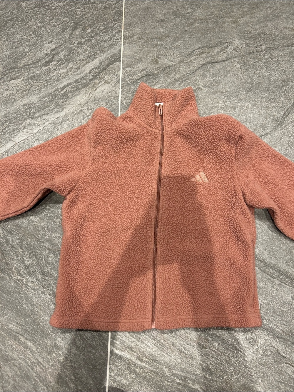 Adidas women Dusty Rose Sherpa Full‑Zip Jacket